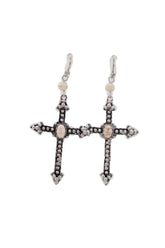 Women Earrings Religious Christian Pointy Cross Fashion Jewelry Hook White Beads